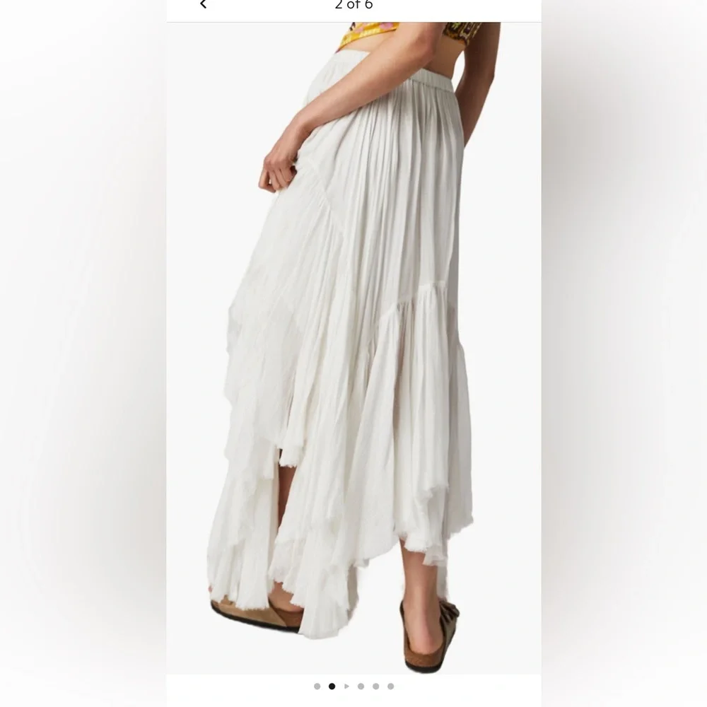 Free People Clover Raw Hem Handkerchief Hem White High Low Skirt XS - Picture 4 of 10
